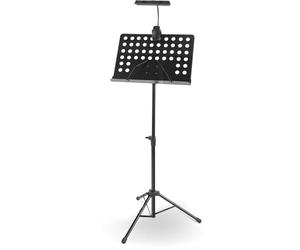 Set Pupitre d’Orchestre McGrey avec Lampe LED Premium (pupitre réglable en hauteur avec lampe LED intégrée) Noir