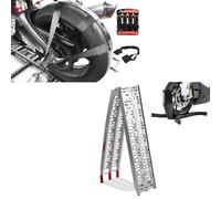 Set: Rampe de chargement moto CS1 + bloque roue Easy Plus + Set sangles cliquet