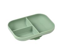 Set repas assiette compartimenté silicone et cuillère 2ème age vert TU