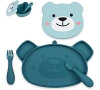 Set repas en silicone Ourson Bleu (4 pièces)