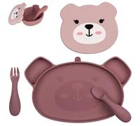 Set repas en silicone Ourson Rose (4 pièces)