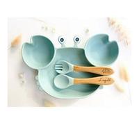 Set repas et couvert en forme de crabe pour Enfant (Bleu Ciel) Beige G