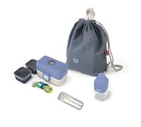 Set lunch box enfants bleu/crème avec ses accessoires Monbento
