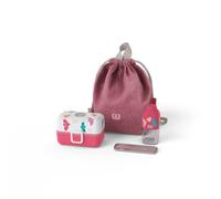 Set lunch box enfants rose Birds avec ses accessoires Monbento