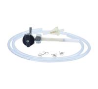 Set robinet d'essence, M14 x 1, sortie à gauche, sans sac à eau, commutateur rotatif en plastique + filtre, tuyau et agrafes