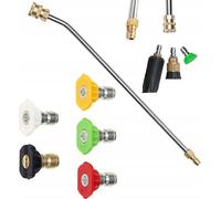 Set Rosfix : 5 buses à raccord rapide (0-60°) + lance 1/4" 34 cm coudée 90° + Mousseur | Pour nettoyeurs haute pression Lavor, Parkside, Karcher