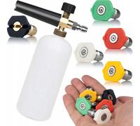 Set Rosfix : 5 buses pour raccord rapide (0°, 15°, 25°, 40°, 60°) + pulvérisateur de mousse 1000ml pour nettoyeur haute pression