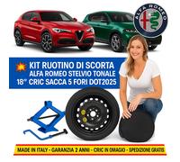 Set Roue Jockey 18” Alfa Romeo Stelvio Cric Hommage Sac 5 Trous DOT2025