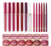 Set Rouge à Lèvres & Crayon Contour - Rouge Hydratant Waterproof | Maquillage Longue Tenue Anti-Třansfert | 7 Couleurs Lèvres + 6 Crayons, Couverture Lisse pour Mariages, Fêtes