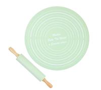 Set Rouleau à Pâtisserie et Tapis Cuisson - Tapis Pétrir Antiadhésif en Silicone avec Rouleau Pâte en Bois Massif | Kit Roūleau Silicone Alimentaire avec Graduations pour Pâtisserie