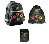 Set sac à dos scolaire 3 pièces dinosaure sac 41 cm + sac sport + trousse vide enfants école loisirs voyage