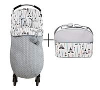 Set sac housse universel pour poussette+Sac à langer et organiseur grand. C'est disponible en plusieurs modèles et couleurs (Dakota (Tipis et plumes))