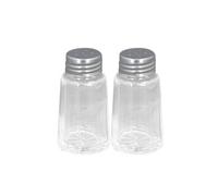 Set Salière et Poivrière en Verre 2 pièces avec Couvercle Métal Vissé Pratique Transparent