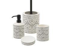 Set salle de bain à motifs 4 pièces porcelaine Noir et blanc