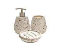 Set salle de bain moucheté 3 pièces céramique blanc