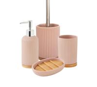 Set salle de bain strié 4 pièces céramique bambou