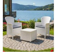 Set salon d'extérieur Dakain - Dmora - En PVC - 2 fauteuils et 1 table conteneur - Blanc