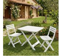 Set salon d'extérieur Dantonuc - Dmora - En PVC - 2 fauteuils et 1 table - Blanc Anthracite