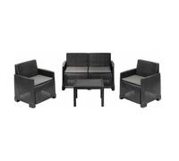 Set Salon Iseo de Jardin 1 Sofa 2 Fauteuils Et 1 Petite Table En Rotin Graphite