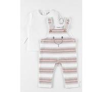 Set salopette rayée, beige/spéculoos 1M