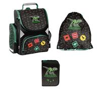 Set Scolaire 3 pièces Cartable Dinosaure + Sac Sport + Trousse Vide DIN A4 Ensemble école Enfants