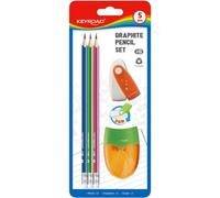 Set scolaire de 5 articles (3 crayons, gomme et taille-crayon) KEYROAD