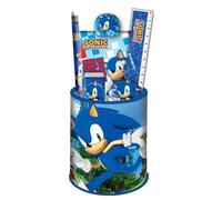 Set Scolaire Papeterie 6 pièces avec pot à crayons métal Sonic The Hedgehog