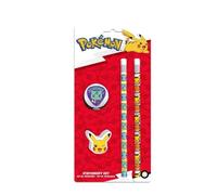 Pokémon – Ensemble de papeterie multicolore : crayons, gomme, taille-crayon – Produit officiel