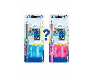 Set scolaire Pelikan Combo, crayon ergonomique triangulaire en graphite B, caoutchouc AL20, taille-crayon à double trou, couleurs assorties, fabriqué en Allemagne, 1 pièce