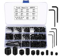 Set Screws Assortment Kit, 400 Pcs M3/M4/M5/M6/M8 Allen Head Hex Socket Grub Screw Set, Black Hex Allen Head Screws with Internal Hex Drive for Door Handles, Light Fixture Screws