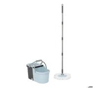 Set serpillère seau 7l + balai microfibre Stepa bleu et taupe - 5five