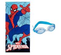 Set serviette et lunettes de natation Spiderman pour enfants - Set piscine pour enfants serviette absorbante + lunettes de natation polyvalentes, pack été, idéal pour la plage et la piscine