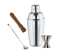 Set shaker à cocktails inox 3 pièces - Pilon, cuillère à bar, jigger - pour