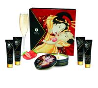 Shunga Kit de massage érotique Secret Geisha Champagne aux fraises
