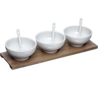 Set Snack, 3 bols en porcelaine + cuillère et support