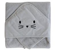 Set Sortie De Bain Et Gant Lapin Gris Perle 90X150
