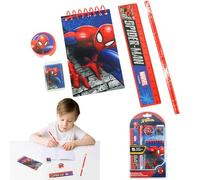 Set Spiderman pour enfants Papeterie Format A5 : gomme, crayon, règle, taille-crayon, livre d'activités Marvel Avengers, cadeau artistes
