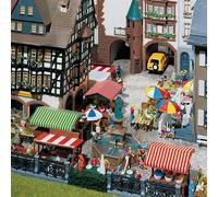 Set Stands de marché avec accessoires-HO-1/87-FALLER 180582