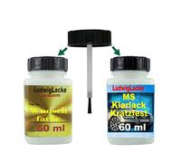 Set stylo retouche laque pour Audi Quartz Gris Teinte : LY7G Année de construction : 2004-2013 métallique vernis - 2 stylos Vernis A base de Ludwig laques. 50 ml 50 ml et 50 ml vernis transparent.