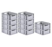 SET SUPER ÉCONOMIQUE 10x Bac Euro NextGen Grip | HxLxP 17x30x40cm | 16 litres | Poignées ouvertes | Fond lisse | Eurobox, boîte industrielle, boîtes de rangement, empilables
