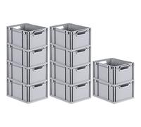 SET SUPER ÉCONOMIQUE 10x Bac Euro NextGen Grip | HxLxP 22x30x40cm | 20 litres | Poignées ouvertes | Fond lisse | Eurobox, boîte industrielle, boîtes de rangement, empilables