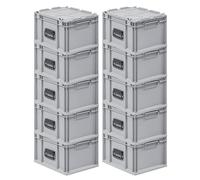 SET SUPER ÉCONOMIQUE 10x Bac Euro NextGen Portable | HxLxP 23,5x30x40cm | 20 litres | Eurobox, boîte industrielle, boîtes de rangement, empilables, conteneur de stockage, bacs de rangement