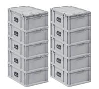 SET SUPER ÉCONOMIQUE 10x Bac Euro NextGen Portable | HxLxP 23,5x40x60cm | 44 litres | Eurobox, boîte industrielle, boîtes de rangement, empilables, conteneur de stockage, bacs de rangement