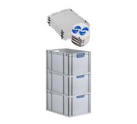 SET SUPER ÉCONOMIQUE 3x Bac Euro NextGen Color avec couvercle d'appui et fermetures à glissière | HxLxP 32x40x60cm, 65 litres | Poignées bleues ouvertes, fond renforcé | Eurobox boîte industrielle