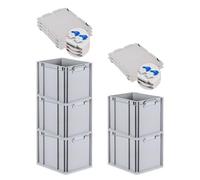 SET SUPER ÉCONOMIQUE 5x Bac Euro NextGen Economy avec couvercle à charnières et fermetures à glissière bleues | Poignées fermées | HxLxP 32x30x40cm | 30 litres | Eurobox, empilables