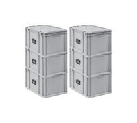 SET SUPER ÉCONOMIQUE 6x Bac Euro NextGen Portable | HxLxP 33,5x40x60cm | 65 litres | Eurobox, boîte industrielle, boîtes de rangement, empilables, conteneur de stockage, bacs de rangement