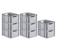 SET SUPER ÉCONOMIQUE 8x Bac Euro NextGen Grip | HxLxP 22x30x40cm | 20 litres | Poignées ouvertes | Fond lisse | Eurobox, boîte industrielle, boîtes de rangement, empilables