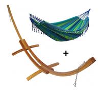 Set support bois avec hamac double franges confortable