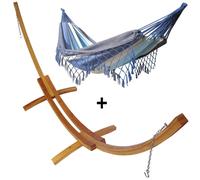 Set support bois avec hamac double franges marine