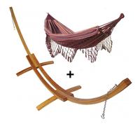 Set support bois avec hamac double franges violet